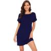 imageWiWi Womens Viscose from Bamboo Nightgowns Soft Short Sleeve Sleep Shirt Lightweight Cool Nightshirt Pajama Dress SXXLBnavy