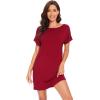 imageWiWi Womens Viscose from Bamboo Nightgowns Soft Short Sleeve Sleep Shirt Lightweight Cool Nightshirt Pajama Dress SXXLBwine Red