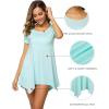 imageWiWi Womens Viscose from Bamboo Nightgowns Soft Short Sleeve Sleep Shirts Tunic Tops for Leggings Plus Size Sleepwear S4XAqua
