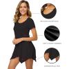 imageWiWi Womens Viscose from Bamboo Nightgowns Soft Short Sleeve Sleep Shirts Tunic Tops for Leggings Plus Size Sleepwear S4XBlack