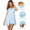 imageWiWi Womens Viscose from Bamboo Nightgowns Soft Short Sleeve Sleep Shirts Tunic Tops for Leggings Plus Size Sleepwear S4XPale Blue