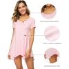 imageWiWi Womens Viscose from Bamboo Nightgowns Soft Short Sleeve Sleep Shirts Tunic Tops for Leggings Plus Size Sleepwear S4XPink