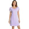 imageWiWi Bamboo Nightgowns for Women Soft Night Shirt Sleepwear Short Sleeve Lightweight Plus Size Sleepshirts S4XTaro Purple