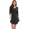 imageWiWi Bamboo Viscose Nightgowns for Women 34 Sleeve Nightshirts Sleep Shirt Plus Size Sleepwear Pajamas Dress S4XAblack