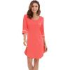 imageWiWi Bamboo Viscose Nightgowns for Women 34 Sleeve Nightshirts Sleep Shirt Plus Size Sleepwear Pajamas Dress S4XAcoral
