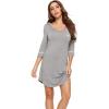 imageWiWi Bamboo Viscose Nightgowns for Women 34 Sleeve Nightshirts Sleep Shirt Plus Size Sleepwear Pajamas Dress S4XAheather Grey