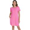 imageWiWi Bamboo Viscose Nightgowns for Women Short Sleeve Pajama Dress Summer Night Shirts with Nightshirt SXXLRaspberry Pink