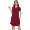 imageWiWi Bamboo Viscose Nightgowns for Women Short Sleeve Pajama Dress Summer Night Shirts with Nightshirt SXXLWine