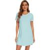 imageWiWi Bamboo Viscose Nightgowns for Women Short Sleeve Vneck Nightshirt Loose Comfy Pajama Dress SXXLAqua