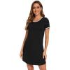 imageWiWi Bamboo Viscose Nightgowns for Women Short Sleeve Vneck Nightshirt Loose Comfy Pajama Dress SXXLBlack