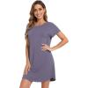 imageWiWi Nightgowns for Women Soft Short Sleeve Gowns Sleepwear Sleep Shirts Cool Nightwear Viscose from Bamboo SXXLPurplish Grey
