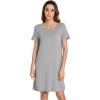 imageWiWi Nightgowns for Women Viscose from Bamboo Short Sleeve Pajama Dress with Pockets Nightshirt Gowns SXXLHeather Grey