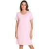 imageWiWi Nightgowns for Women Viscose from Bamboo Short Sleeve Pajama Dress with Pockets Nightshirt Gowns SXXLPink