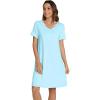 imageWiWi Nightgowns for Women Viscose from Bamboo VNeck Pjs Gowns Short Sleeve Sleepwear SXXLAqua