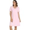 imageWiWi Nightgowns for Women Viscose from Bamboo VNeck Pjs Gowns Short Sleeve Sleepwear SXXLPink