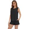 imageWiWi Pajama Set for Women Bamboo Viscose Sleeveless Tops with Shorts Pjs Sets Soft Summer Sleepwear Pj SXXLBlack
