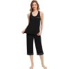 imageWiWi Pajama Set for Women Tank Top 2 Piece PJ Comfy Viscose from Bamboo Sleepwear Sleeveless Loungewear SXXLAblack