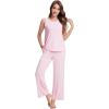 imageWiWi Pajama Set for Women Tank Top 2 Piece PJ Comfy Viscose from Bamboo Sleepwear Sleeveless Loungewear SXXLBpink