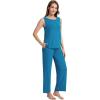 imageWiWi Pajama Set for Women Tank Top 2 Piece PJ Comfy Viscose from Bamboo Sleepwear Sleeveless Loungewear SXXLBteal Blue