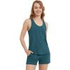 imageWiWi Pajamas Set for Women Filament Viscose from Bamboo Tank Top and Shorts Racerback Sleepwear Sleeveless Pjs SXXLDeep Teal