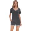 imageWiWi Pajamas Set for Women Short Sleeve Top and Shorts Pjs Set Viscose from Bamboo Ladies Summer Sleepwear SXXLAcharcoal