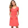 imageWiWi Soft Nightgown for Women Short Sleeve Sleep Shirts Plus Size Ladies Sleepwear Pajamas S4XCoral