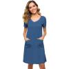 imageWiWi Soft Nightgown for Women Short Sleeve Sleep Shirts Plus Size Ladies Sleepwear Pajamas S4XPrussian Blue