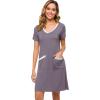 imageWiWi Soft Nightgown for Women Short Sleeve Sleep Shirts Plus Size Ladies Sleepwear Pajamas S4XPurplish Grey