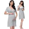 imageWiWi Soft Viscose from Bamboo 3 in 1 MaternityDeliveryNursing Labor Nightgowns Breastfeeding Sleep Shirt Gowns SXXLAlight Heather Grey