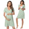imageWiWi Soft Viscose from Bamboo 3 in 1 MaternityDeliveryNursing Labor Nightgowns Breastfeeding Sleep Shirt Gowns SXXLAsage Green