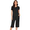 imageWiWi Soft Viscose from Bamboo Pajamas for Women Short Sleeve Pajama Sets with Capri Pants Pjs Comfy Loungewear SXXLAblack
