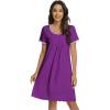 imageWiWi Viscose from Bamboo Nightgowns for Women Short Sleeve Night Shirts Pleated Sleep Shirt Plus Size Nightshirt S3XApurple