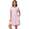 imageWiWi Viscose from Bamboo Nightgowns for Women Short Sleeve Pajama Dress Vneck Summer Night Shirts SXXLPink