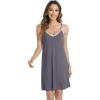 imageWiWi Viscose from Bamboo Nightgowns for Women Spaghetti Strap Sleep Dress Sexy Chemises Nightshirt SXXLDark Grey