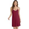 imageWiWi Viscose from Bamboo Nightgowns for Women Spaghetti Strap Sleep Dress Sexy Chemises Nightshirt SXXLWine
