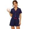 imageWiWi Viscose from Bamboo Soft Pajamas Set for Women Button Down Short Pajama Sets Plus Size Pjs Shorts Sleepwear S4XAnavyPurple
