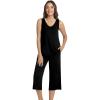 imageWiWi Women Pajama Set Sleeveless Top with Capri Pants Viscose from Bamboo Super Soft VNeck Tank Sleepwear PJ Sets SXXLAblack