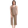 imageWiWi Women Pajama Set Sleeveless Top with Capri Pants Viscose from Bamboo Super Soft VNeck Tank Sleepwear PJ Sets SXXLAcamel