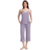 imageWiWi Womens Cami Pajama Sets 2 Piece Camisole Top Capri Pants Sleepwear Soft Lingerie Bamboo Viscose PJs SXXLAviolet