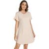imageWiWi Womens Nightgowns Soft Nightgown Sleepwear Summer Viscose from Bamboo Nightshirt Pajama Night Shirts SXXLOatmeal Heather