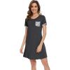 imageWiWi Womens Short Sleeve Nightgown Scoop Neck Sleepwear Soft Sleepshirts Sleep Dress Casual Pajama Gowns SXXLDark Heather Grey