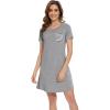 imageWiWi Womens Short Sleeve Nightgown Scoop Neck Sleepwear Soft Sleepshirts Sleep Dress Casual Pajama Gowns SXXLHeather Grey