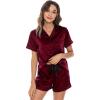imageWiWi Womens Silk Soft Pajamas Soft Summer Sleepwear Loose Comfy Loungewear Casual Sleep Nightwear SXXLDburgundy