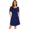 imageWiWi Womens Viscose from Bamboo Nightgowns Soft Short Sleeve Sleep Shirt Lightweight Cool Nightshirt Pajama Dress SXXLAnavy