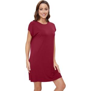 imageWiWi Nightgowns for Women Viscose from Bamboo Soft Nightgown Ladies Sleep Gowns SXXLWine