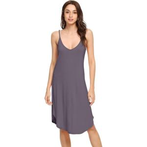 imageWiWi Slip Dress for Women Sleeveless Nightgowns Sexy Chemise Nightgown Full Slips Babydoll Viscose from Bamboo SXXLBpurplish Grey