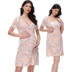 imageWiWi Soft Viscose from Bamboo 3 in 1 MaternityDeliveryNursing Labor Nightgowns Breastfeeding Sleep Shirt Gowns SXXLApinkFloral