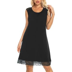 imageWiWi Tank Nightgown for Women Soft Comfy Sleeveless Sleep Gowns Viscose from Bamboo Pajama Sleepwear SXXLBblack