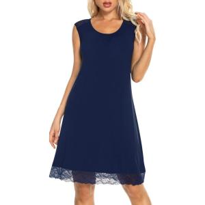 imageWiWi Tank Nightgown for Women Soft Comfy Sleeveless Sleep Gowns Viscose from Bamboo Pajama Sleepwear SXXLBnavy