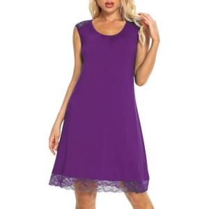 imageWiWi Tank Nightgown for Women Soft Comfy Sleeveless Sleep Gowns Viscose from Bamboo Pajama Sleepwear SXXLBpurple